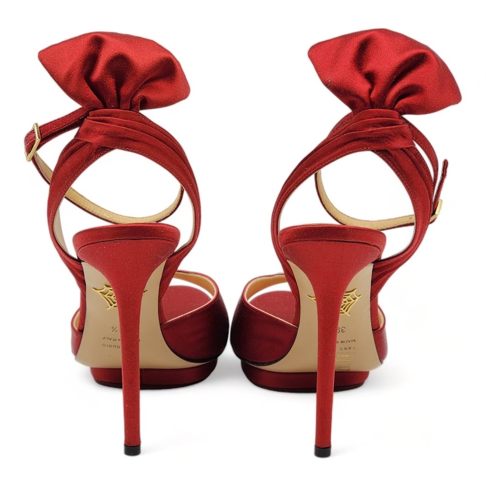Charlotte Olympia Wallace Bow-Back Satin Evening Sandal | Red | NWOB $825 35 - Picture 4 of 6